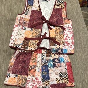 SHEIN Multicolor Patchwork Vest and Shorts Set